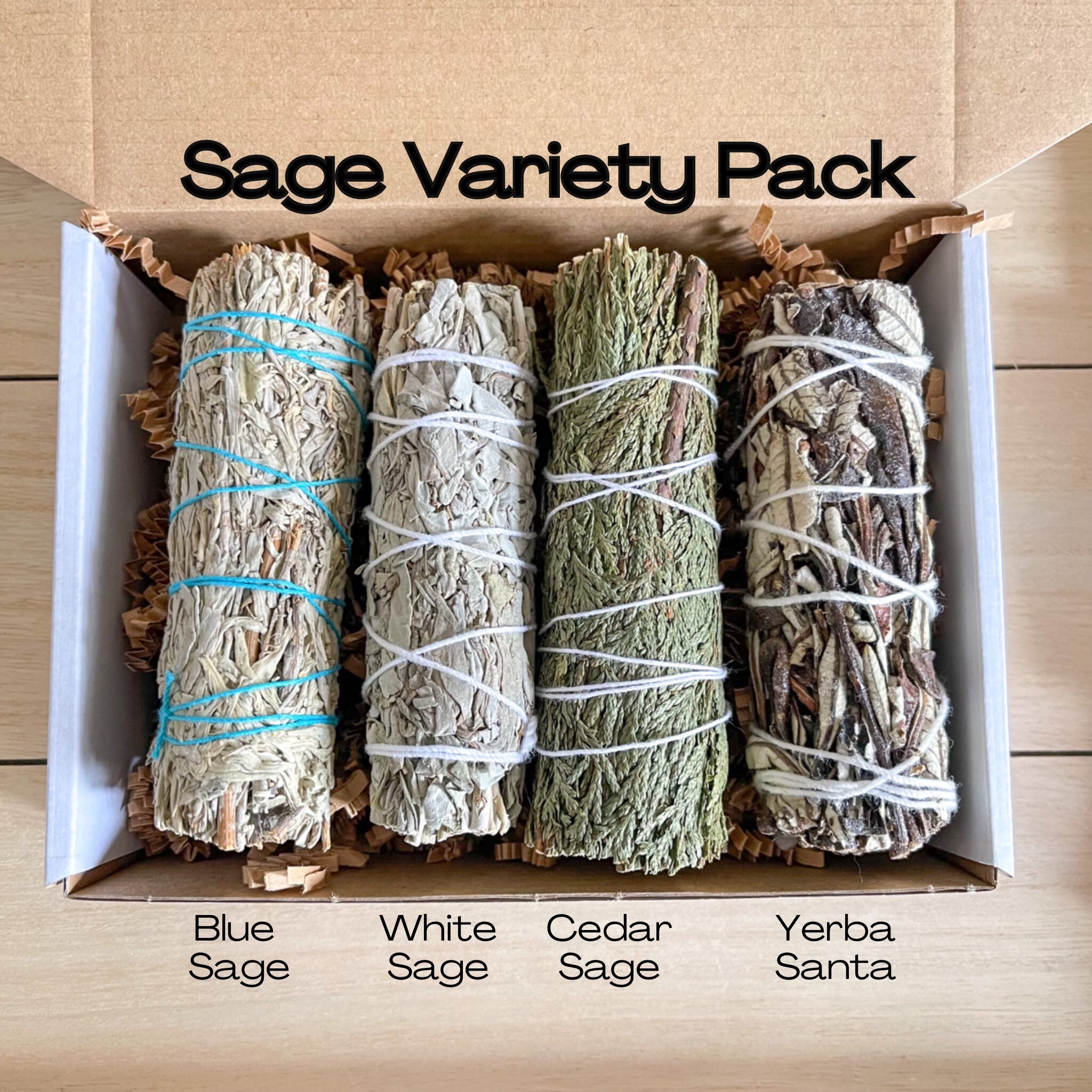 Sage Bundle Assortment Smudge Kit For Spiritual Protection And Energy Cleansing Gift Box, White Sage, Blue Sage, Cedar Smudge, Yerba Santa