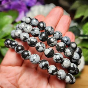Snowflake Obsidian Bracelet (8mm Beads), Obsidian Bracelet, Snowflake Obsidian Crystal, Obsidian Jewelry