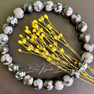 Snowflake Obsidian Bracelet 8mm - Purity, Balance & Protection - Root Chakra Jewelry Snowflake Obsidian Bracelet 8mm - Purity, Balance & Protection - Root Chakra Jewelry