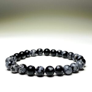 Snowflake Obsidian Crystal Bracelet: Gemstone Beaded Bracelet Snowflake Obsidian Crystal Bracelet: Gemstone Beaded Bracelet