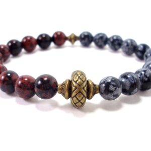 Mahogany and Snowflake Obsidian Handmade Bracelet 8mm, Natural Gemstones Bracelet, Women Mens Beaded Bracelet, Gift for Her +Gift Bag Mahogany and Snowflake Obsidian Handmade Bracelet 8mm, Natural Gemstones Bracelet, Women Mens Beaded Bracelet, Gift for Her +Gift Bag