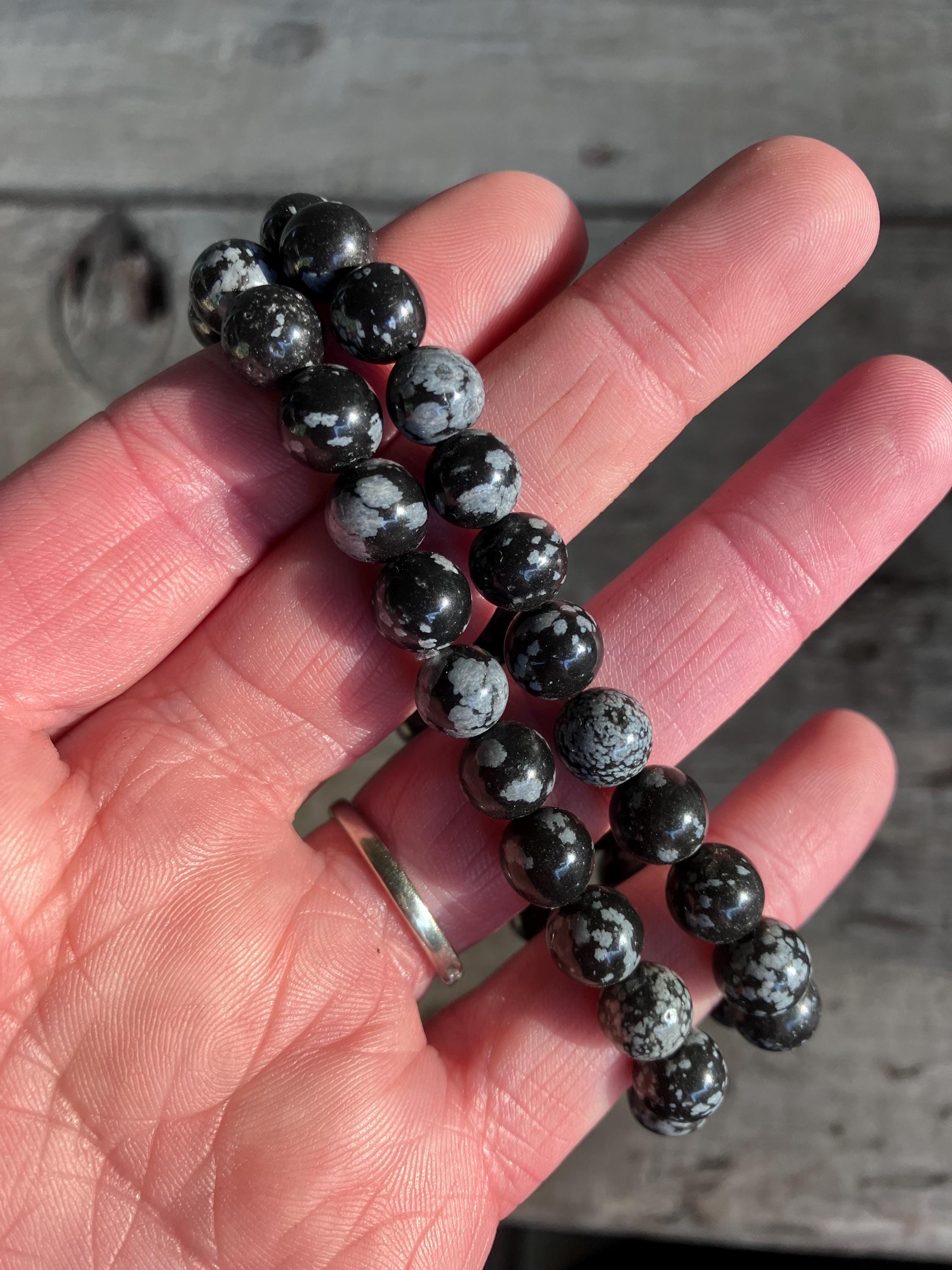 Natural Snowflake Obsidian 8mm Gemstone Beaded Jewelry Crystal Bracelet