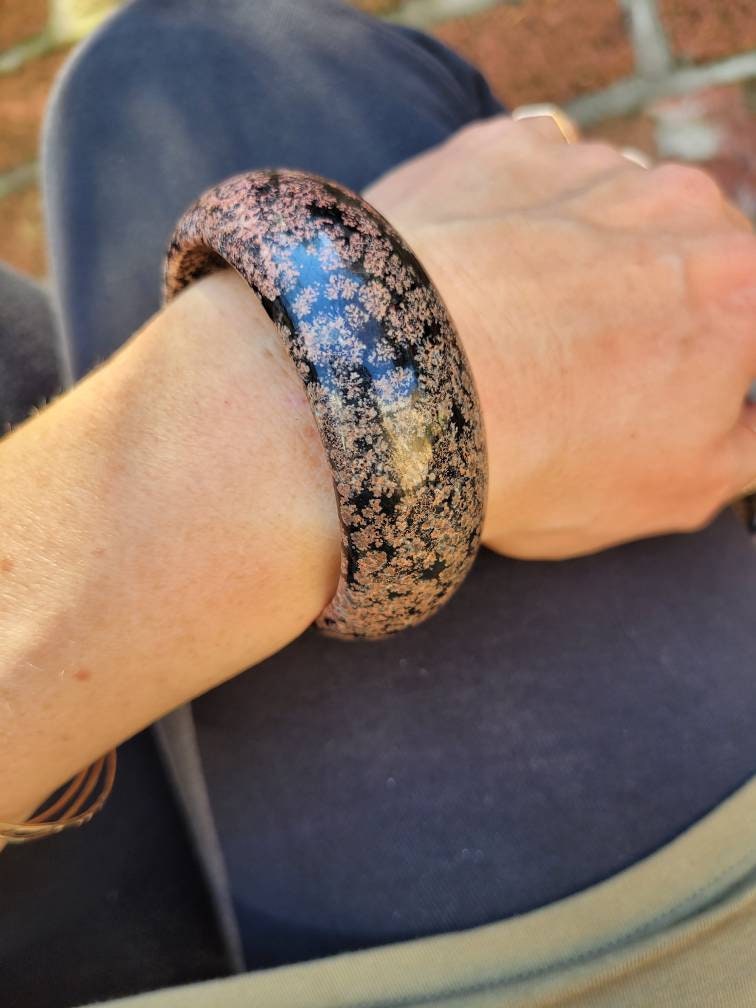 Rare Snowflake Obsidian Bracelet. Chunky Bangle Bracelet Rare Snowflake Obsidian Bracelet. Chunky Bangle Bracelet