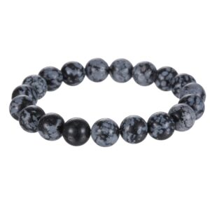 Snowflake Obsidian Bracelet Smooth Round 8mm 10mm 7.5" Length Snowflake Obsidian Bracelet Smooth Round 8mm 10mm 7.5" Length