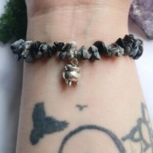 Witchy Cauldron Snowflake Obsidian Gemstone bracelet Witchy Cauldron Snowflake Obsidian Gemstone bracelet