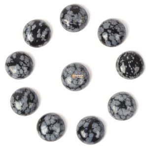 16mm Snowflake Obsidian Gemstone Round Flatback Cab Cabochon Stone Loose Stone Cab DIY Jewelry Making Stone