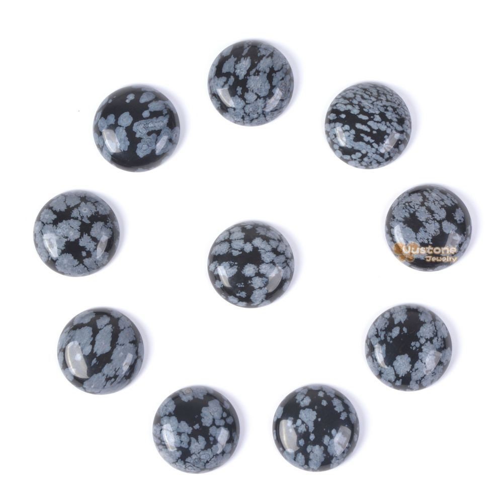 20mm Snowflake Obsidian Gemstone Round Cab Cabochon 20mm Snowflake Obsidian Gemstone Round Cab Cabochon