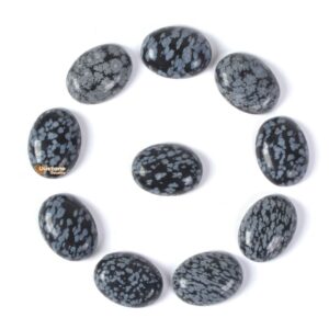 20mm Snowflake obsidian oval cab cabochon DIY jewelry making