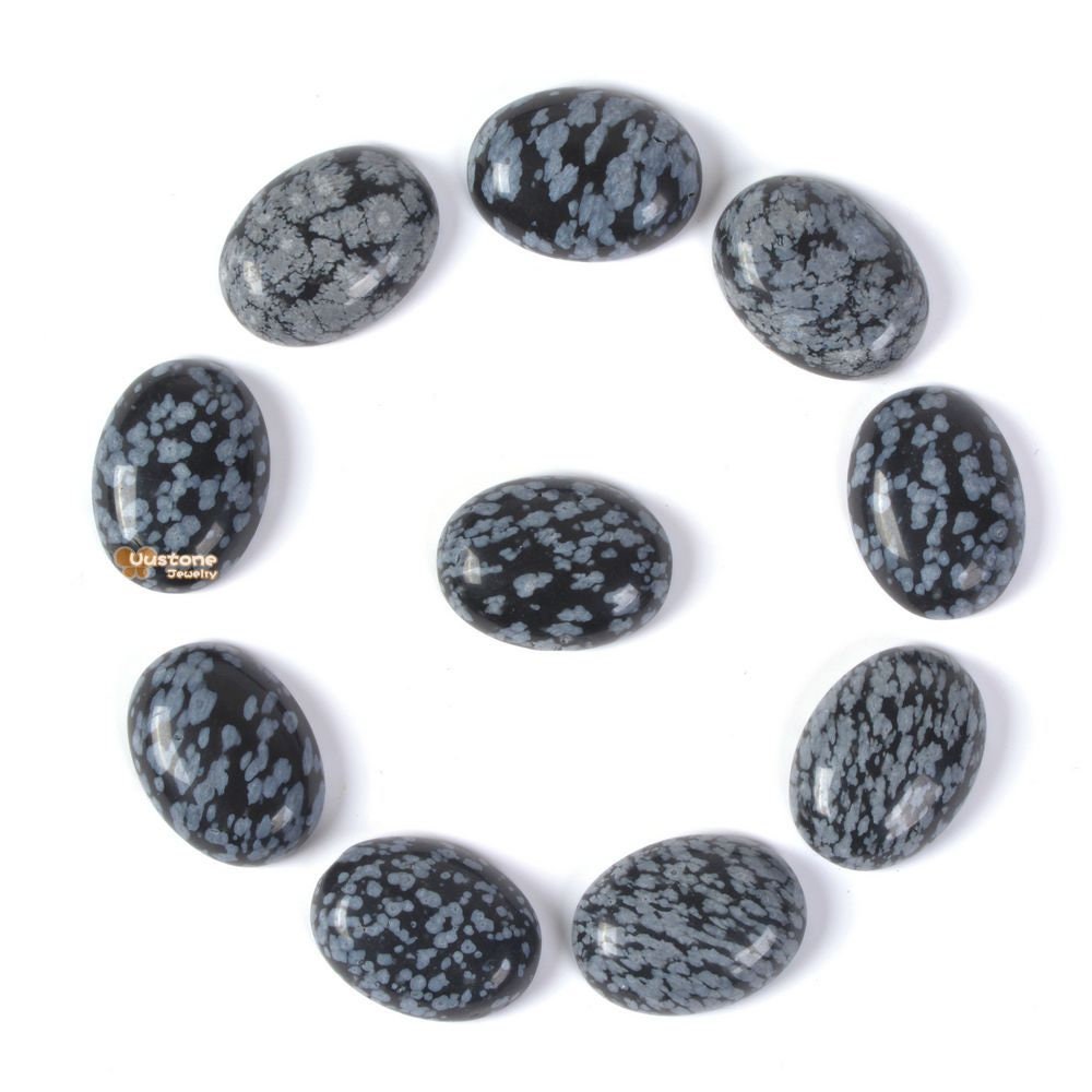 20mm Snowflake Obsidian Oval Cab Cabochon Diy Jewelry Making