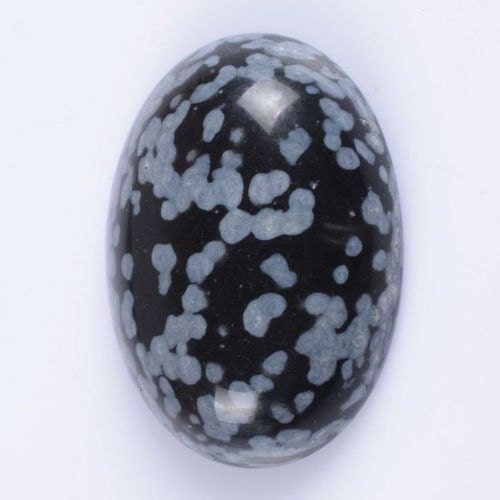 25mm Snowflake Obsidian Oval Flatback Cab Cabochon