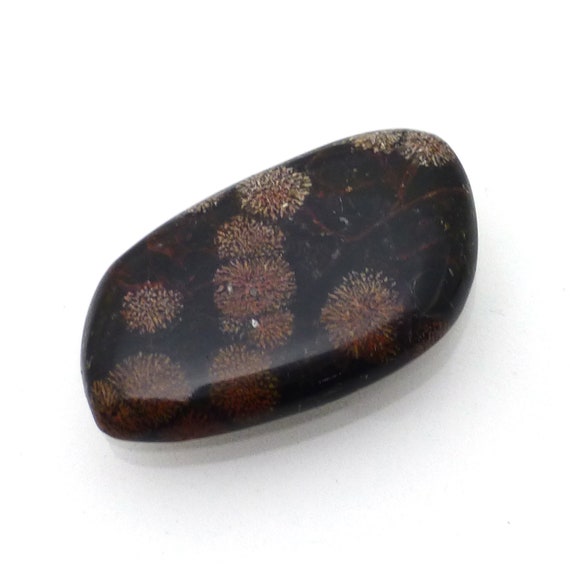 28.725 Carats Red Fireworks Flowering Snowflake Obsidian Cabochon Spherulitic Handmade Lapidary Designer Lisajoy Sachs Free Form Unique
