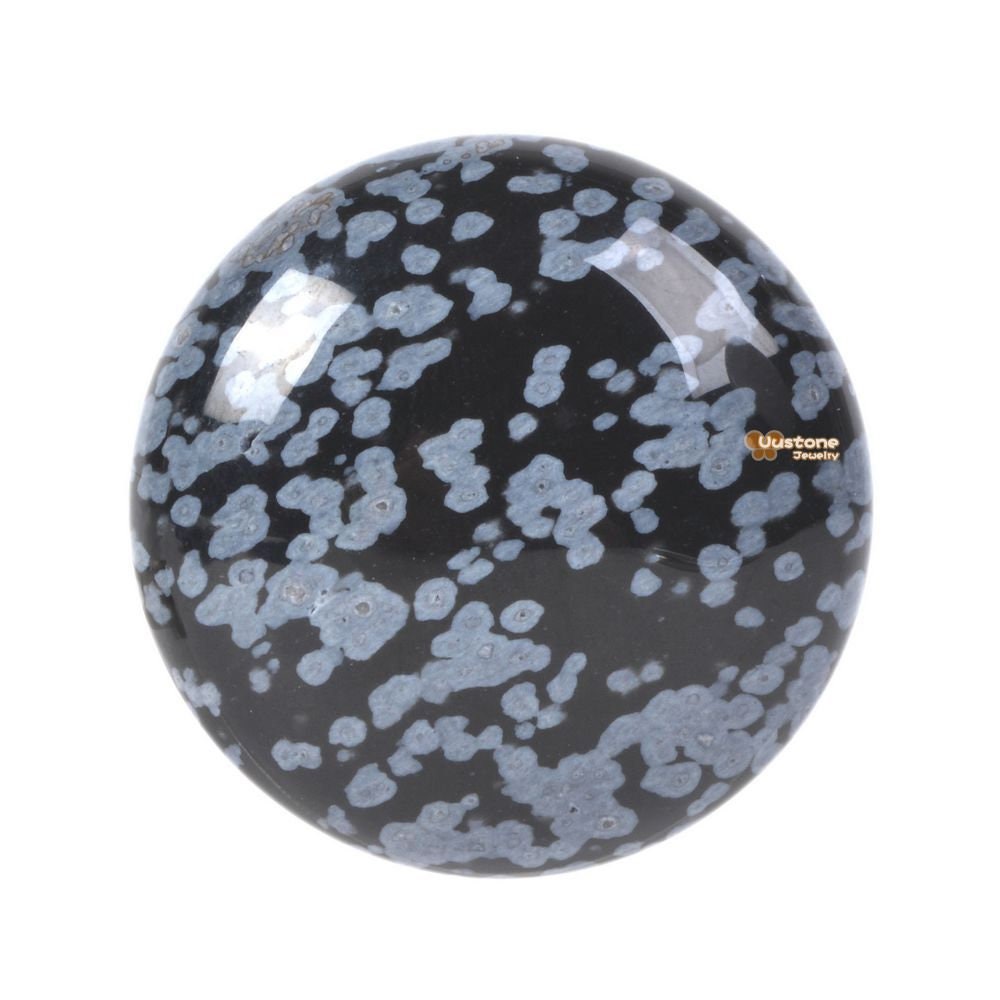 30mm Snowflake Obsidian Round Flatback Cab Cabochon