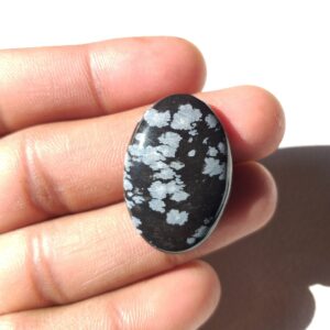 Snowflake Obsidian Cabochon: Oval Gemstone for Pendant (31x21x6 MM)