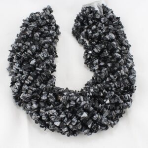 Snowflake Obsidian Chip Beads, 5 Strands, 36 Inch Snowflake Obsidian Chip Beads, 5 Strands, 36 Inch