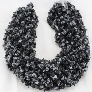 Pack Of 10 Strands- Quantity Pack- Snowflake Obsidian Uncut Chips Beads, 36 Inches Strand For Making Jewelry Pack Of 10 Strands- Quantity Pack- Snowflake Obsidian Uncut Chips Beads, 36 Inches Strand For Making Jewelry