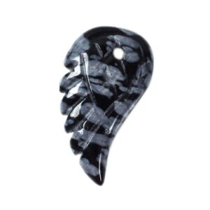 18mm Carved Snowflake Obsidian Angel Wing Earrings Loose Bead (both Sides Carved)