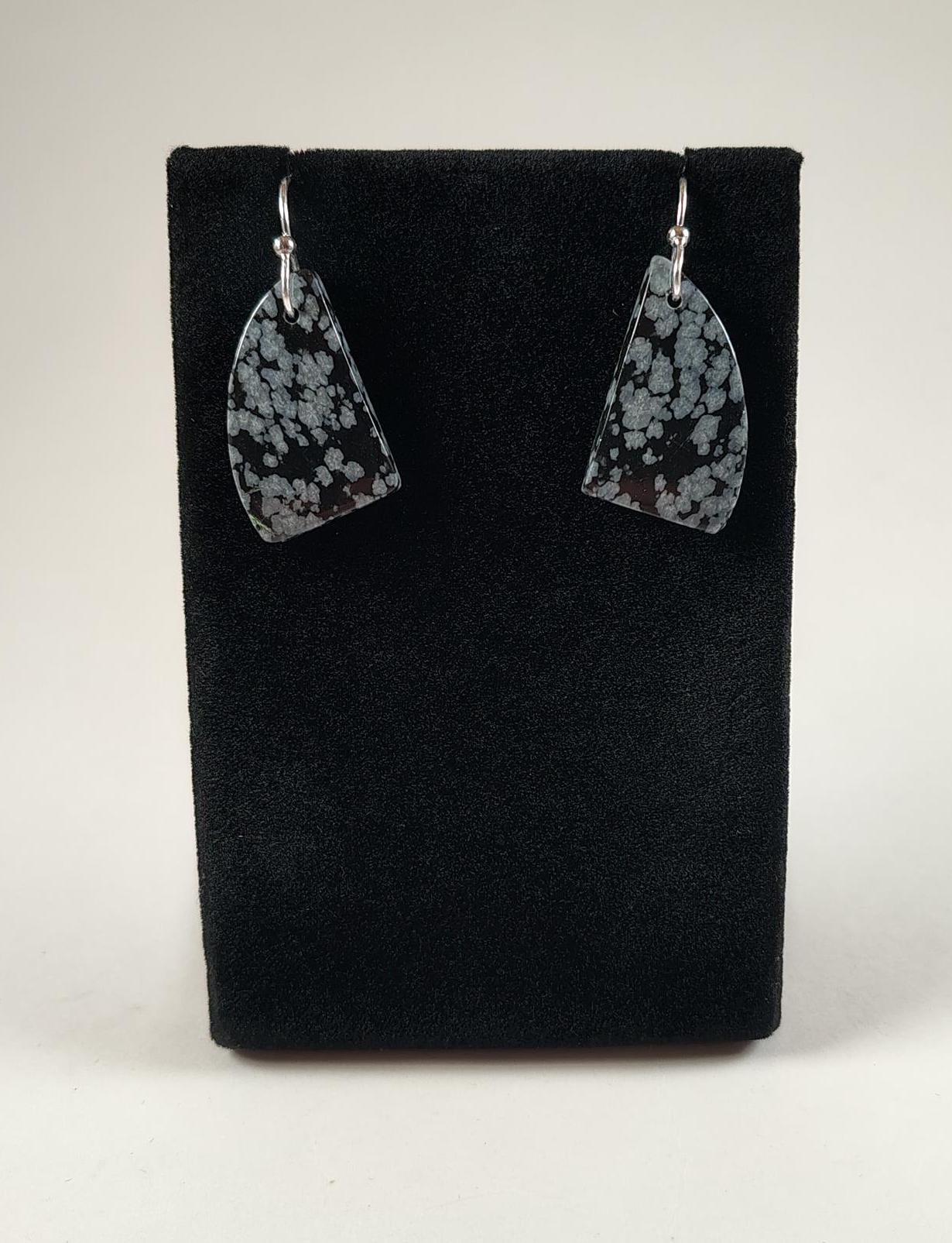 Snowflake Obsidian And Sterling Silver Earrings Handmade By Chris Hay Snowflake Obsidian And Sterling Silver Earrings Handmade By Chris Hay