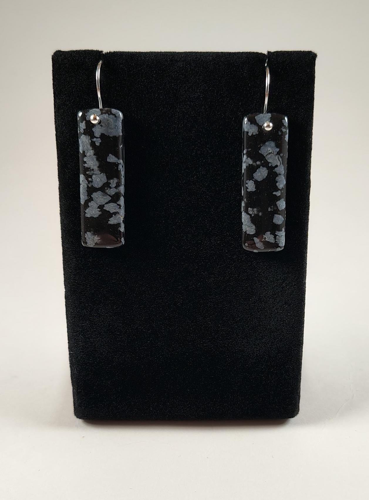 Snowflake Obsidian And Sterling Silver Earrings Handmade By Chris Hay