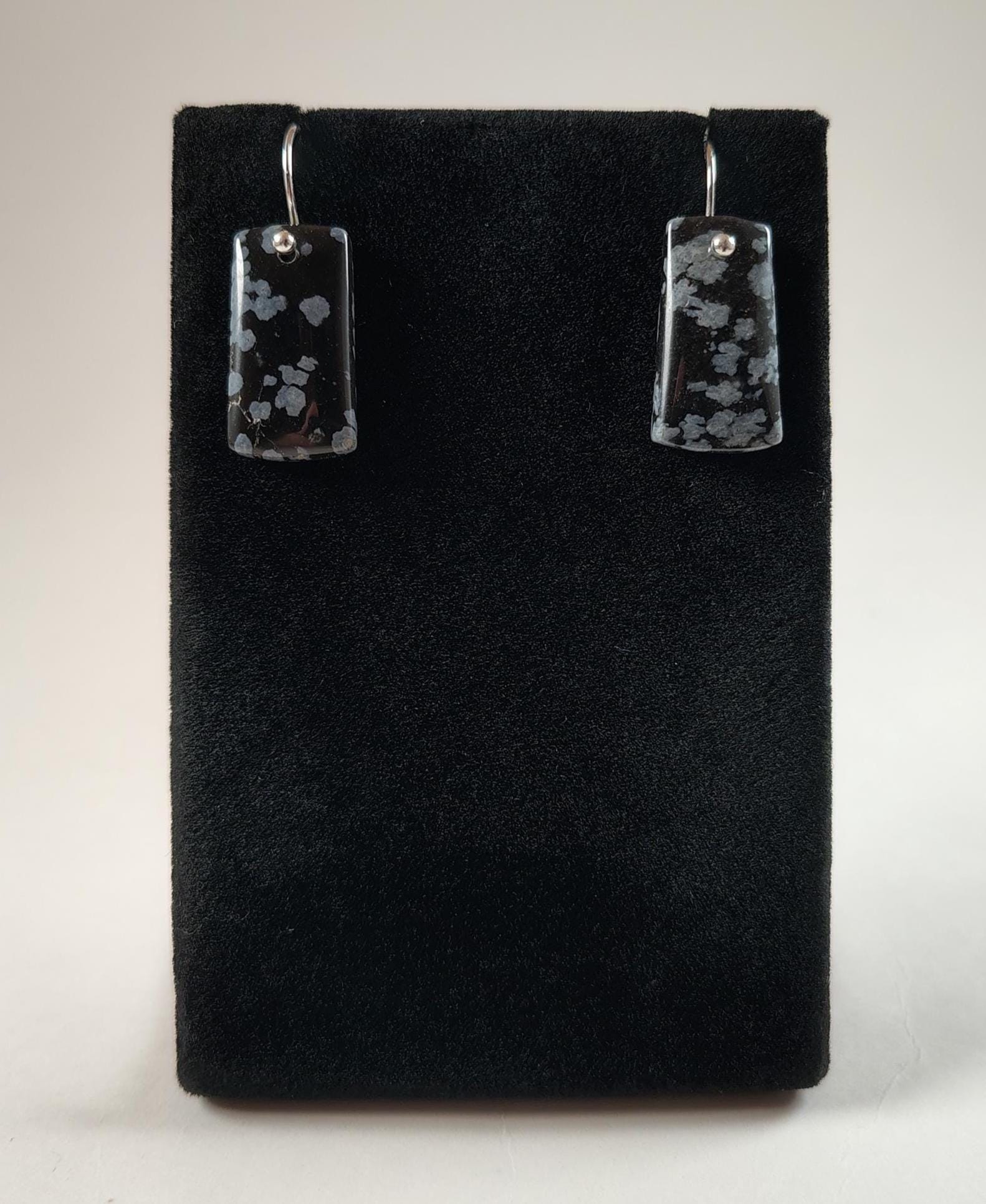 Snowflake Obsidian And Sterling Silver Earrings Handmade By Chris Hay Snowflake Obsidian And Sterling Silver Earrings Handmade By Chris Hay