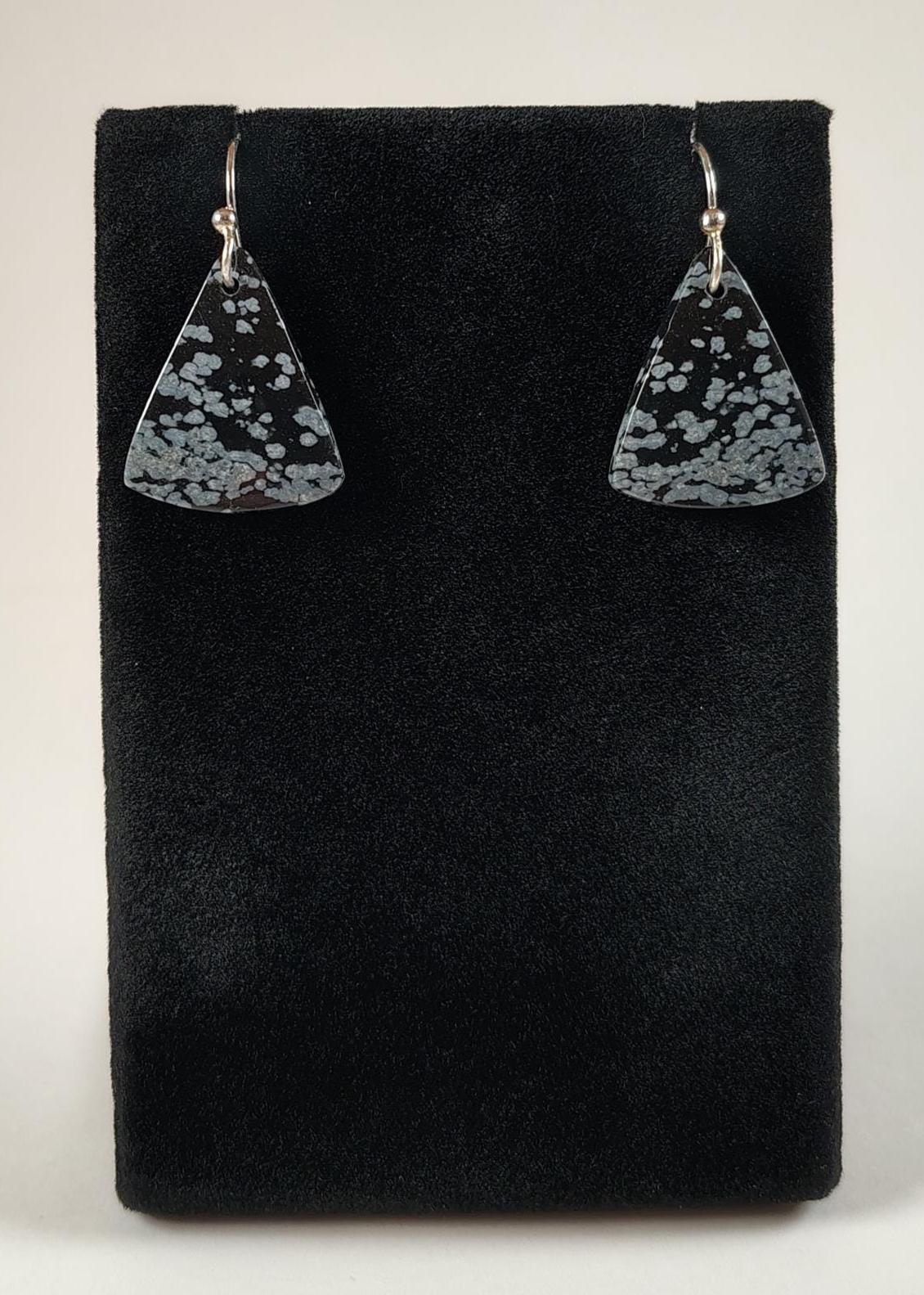 Snowflake Obsidian And Sterling Silver Earrings Handmade By Chris Hay