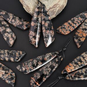 Black Brown Snowflake Obsidian Beveled Teardrop Earring Pair Grade AA Drilled Matched One of a Kind Natural Gemstone