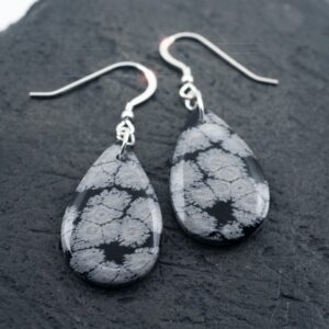 Midnight Storm - Snowflake Obsidian Sterling Silver Earrings