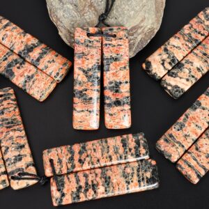 Pink Black Snowflake Obsidian Rectangle Earring Pair Grade AA Drilled Matched One of a Kind Natural Gemstone