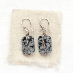 Snowflake Obsidian Earrings, Unique Dangle Earrings, Gemstone Jewelry
