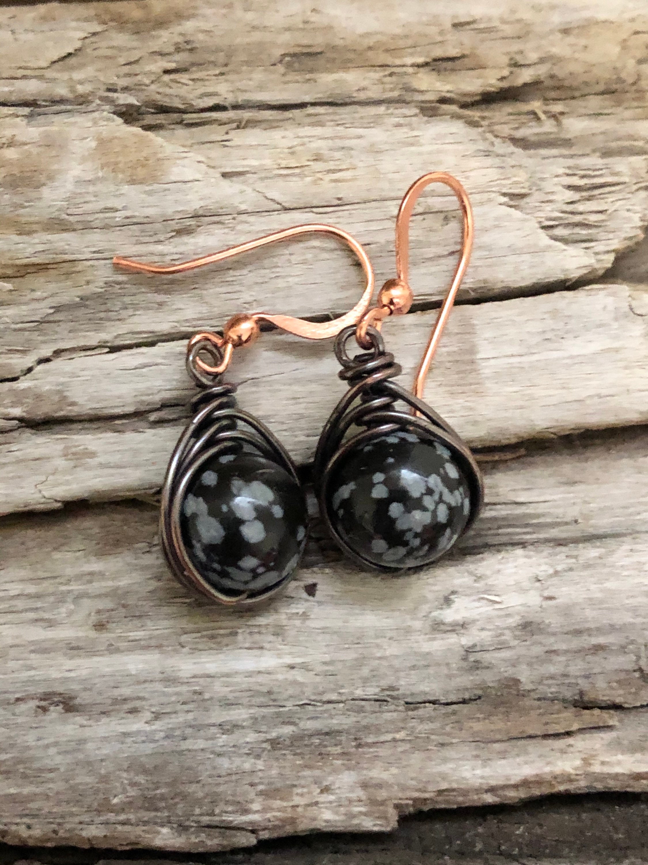 Snowflake Obsidian Earrings