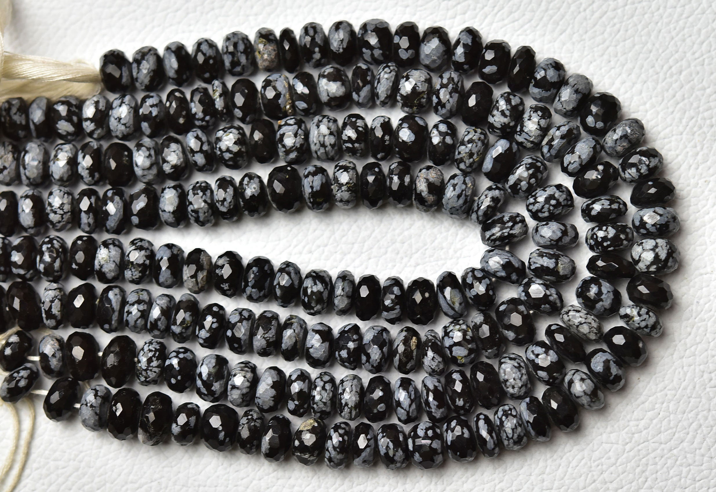 10 Inches Strand Natural Snowflake Obsidian Rondelle Bead 8.5mm To 10mm Faceted Rondelle Bead Gemstone Beads Snowflake Obsidian Beads No6527