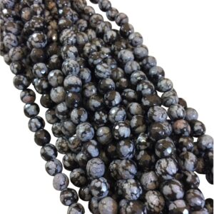 Snowflake Obsidian Elegance: Faceted Round Beads (6-10mm) for Unique Jewelry Designs"