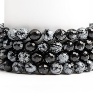 Natural Snowflake Obsidian Gemstone Grade Aaa Micro Faceted Round 7-8mm 10mm 12mm Loose Beads