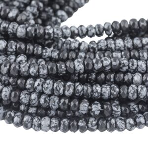 Natural Snowflake Obsidian High Quality In Faceted Roundel, 6 And 8mm- Full 15.5 Inch Strand-full Strand 15.5 Inch Strand Gemstone Beads