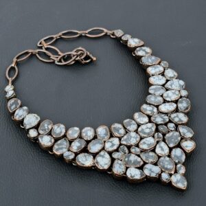 Handmade Snowflake Obsidian & Electroformed Copper Necklace, Adjustable Chain Handmade Snowflake Obsidian & Electroformed Copper Necklace, Adjustable Chain