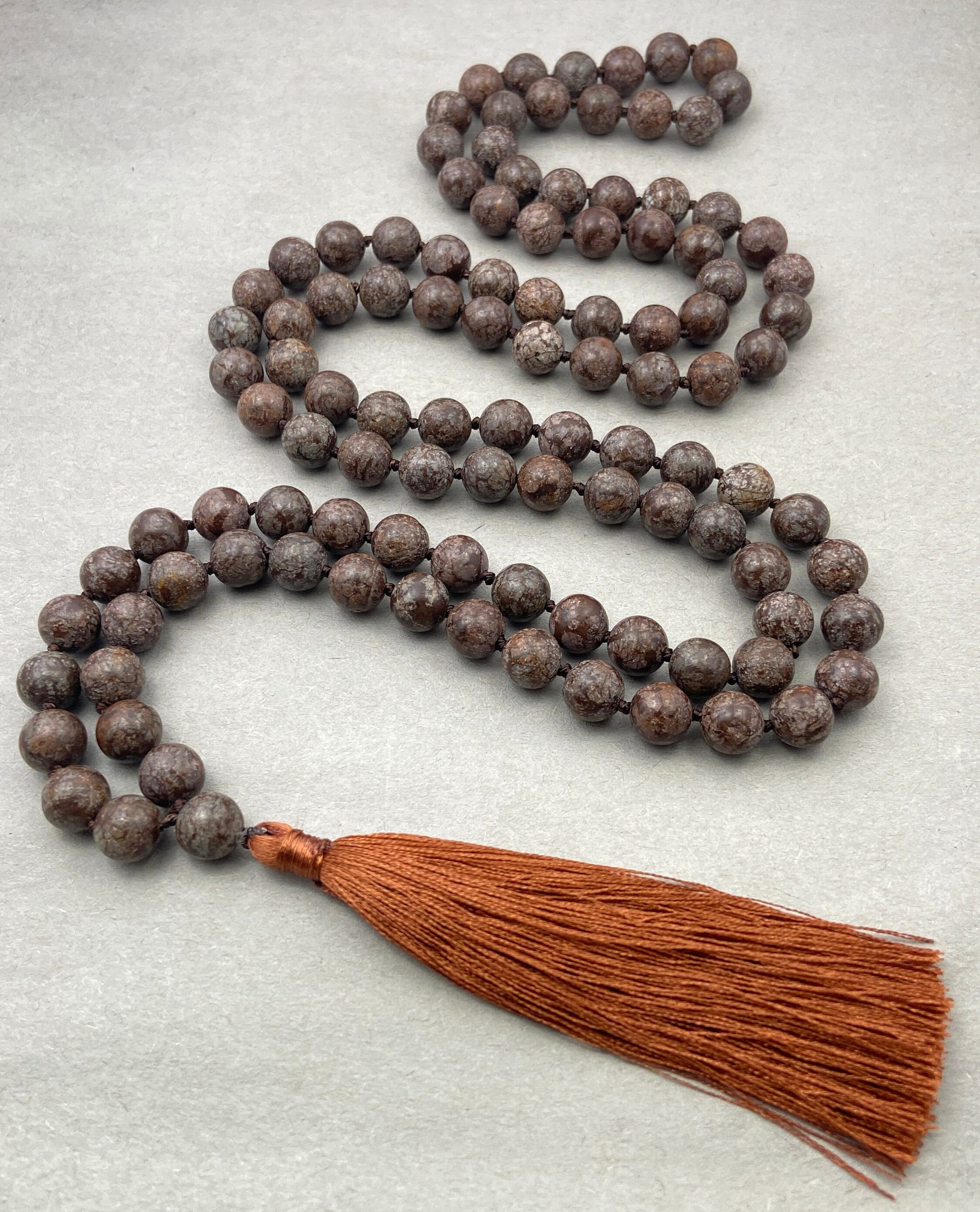 Snowflake Obsidian Mala Necklace: 108 Healing Crystal Beads
