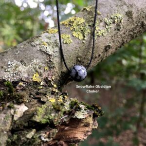Minimalist Snowflake Obsidian Choker: 8mm Gemstone Necklace Minimalist Snowflake Obsidian Choker: 8mm Gemstone Necklace