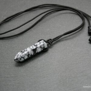 Snowflake Obsidian Point Necklace: Adjustable Unisex Protection Amulet, Scorpio Zodiac Gemstone Snowflake Obsidian Point Necklace: Adjustable Unisex Protection Amulet, Scorpio Zodiac Gemstone
