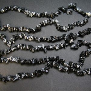 Set Of Three Natural Snowflake Obsidian Free Form Bead Necklace From Usa - 17.5'' Each Set Of Three Natural Snowflake Obsidian Free Form Bead Necklace From Usa - 17.5'' Each
