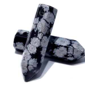 2 Pcs 30x8mm Snowflake Obsidian Beads Healing Hexagonal Pointed Grade Aaa Genuine Natural Loose Beads Bulk Lot 2,4,6,12 And 50 (103320-718)