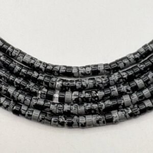 2x4mm Heishi Snowflake Obsidian Gemstone Beads. 15" Strand Of High Quality Beads, Roughly 190 Per Strand.