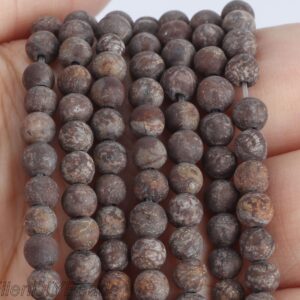 4/6/8/10mm Matte Coffee Snowflake Obsidian Beads, Frosted Brown Snowflake Gemstone Beads,Loose Gemstone Beads,Full Strand-15inches-MS0034