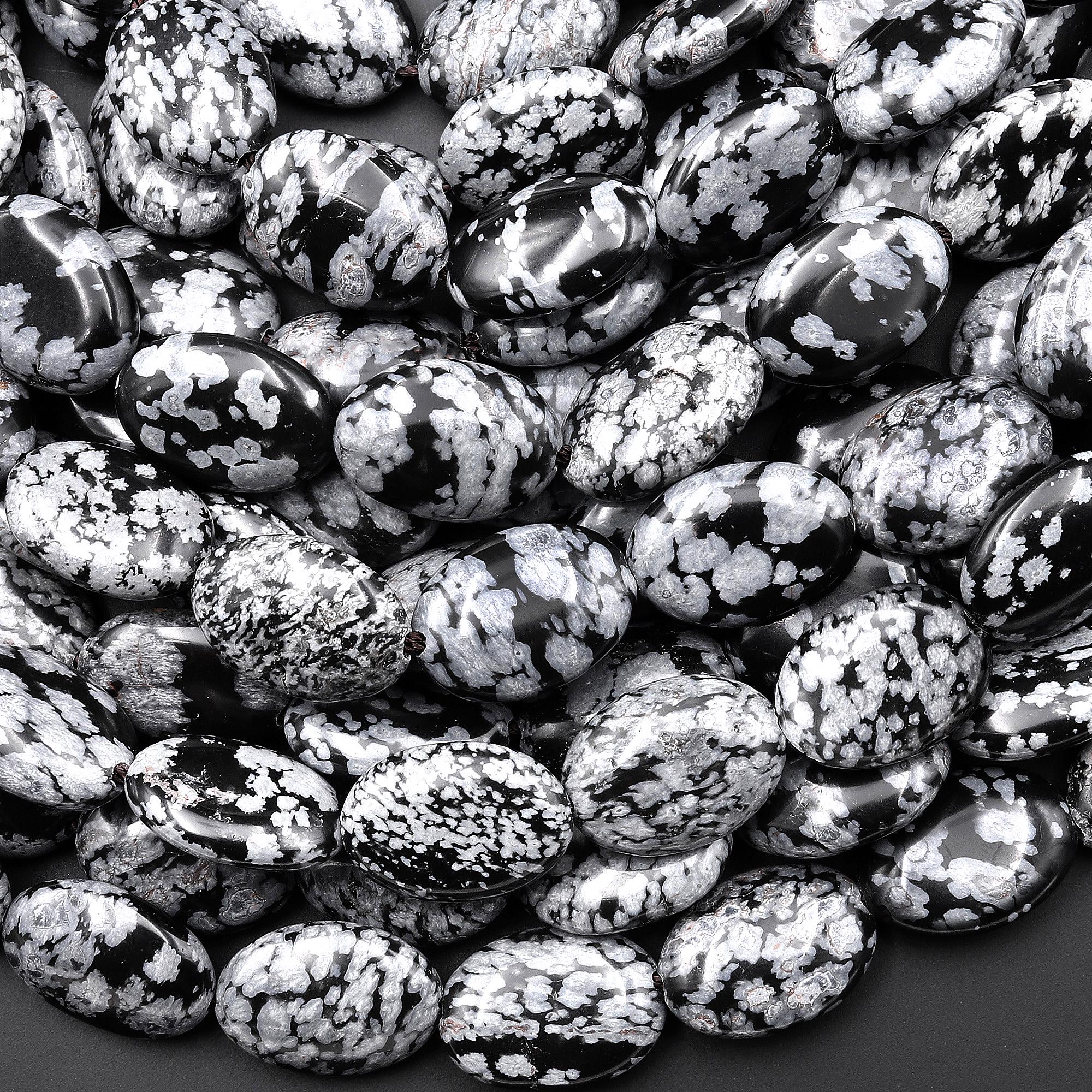 Aaa Natural Snowflake Obsidian 10x14mm Oval Beads 15.5" Strand Aaa Natural Snowflake Obsidian 10x14mm Oval Beads 15.5" Strand