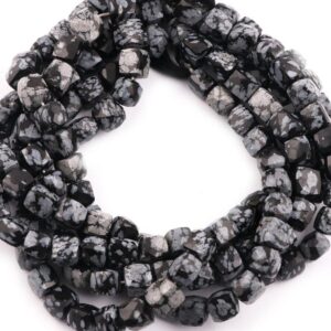 Aaa+natural Snowflake Obsidian 3d Cube Box Briolettes Beads, Snowflake Obsidian Faceted Gemstone Cube Beads, Dazzling, Wholesale Beads, Gift