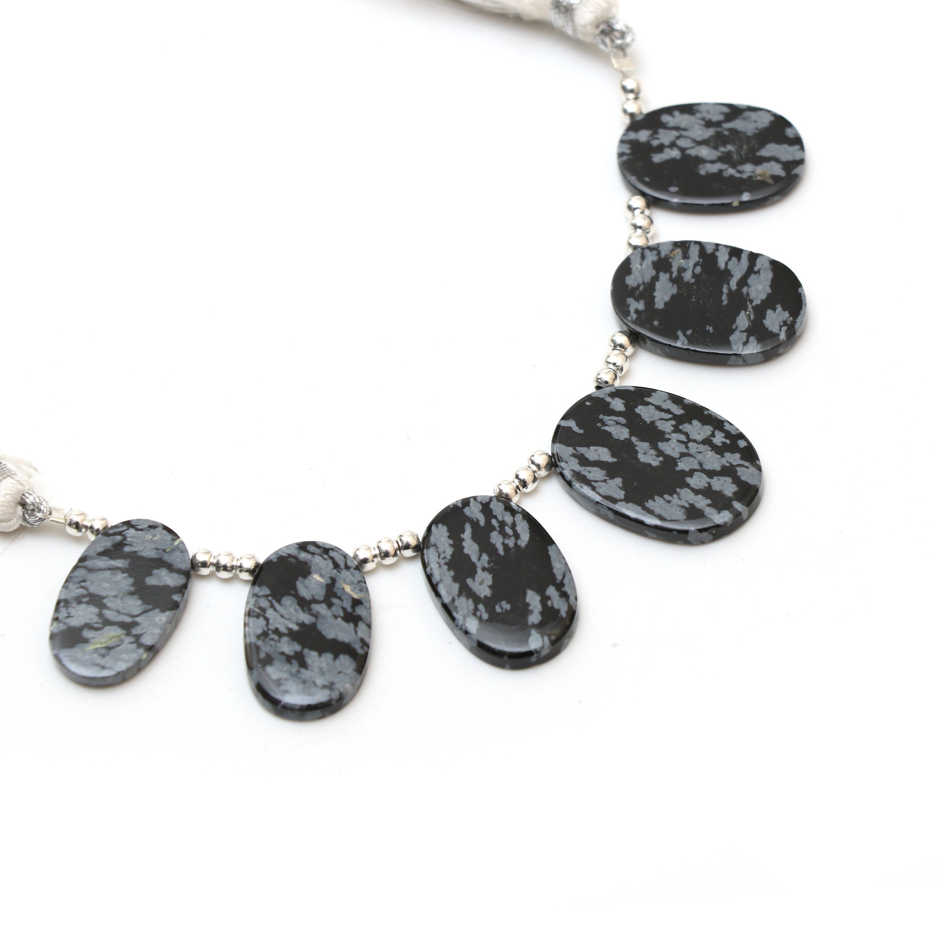 Snowflake Obsidian Both Side Flat Oval Beads, 10x15.5 Mm To 13x18.5 Mm, Snowflake Obsidian Jewelry, 3 Inches Full Strand, Price Per Strand Snowflake Obsidian Both Side Flat Oval Beads, 10x15.5 Mm To 13x18.5 Mm, Snowflake Obsidian Jewelry, 3 Inches Full Strand, Price Per Strand