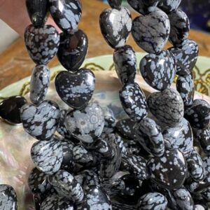 Snowflake Obsidian Heart Beads 14mm / Natural Beads /Black and White heart beads / Natural Gemstone beads Snowflake Obsidian Heart Beads 14mm / Natural Beads /Black and White heart beads / Natural Gemstone beads