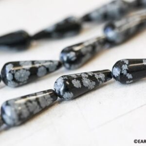 L/ Snowflake Obsidian 9x22mm/ 6x16mm Teardrop Beads 16" Strand Size Varies Natural Gemstone Beads For Jewelry Making