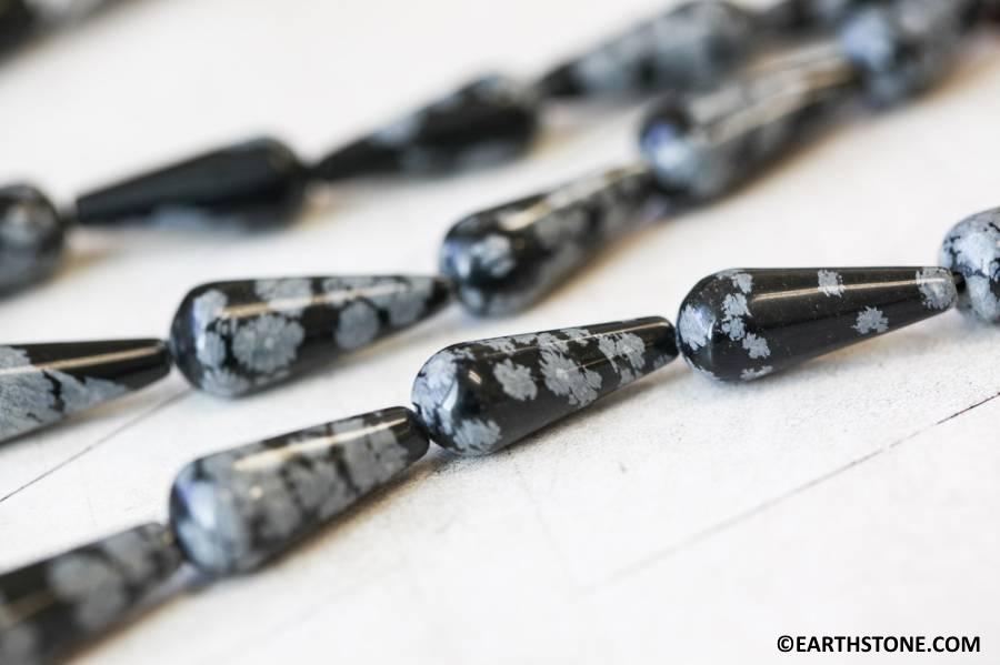 L/ Snowflake Obsidian 9x22mm/ 6x16mm Teardrop Beads 16" Strand Size Varies Natural Gemstone Beads For Jewelry Making