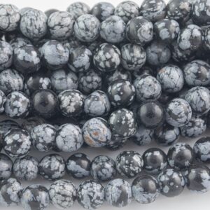 Large-hole Beads!!! 8mm Or 10mm 2mm Hole. 7-8" Strands. Smooth Snowflake Obsidian. Big Hole Beads