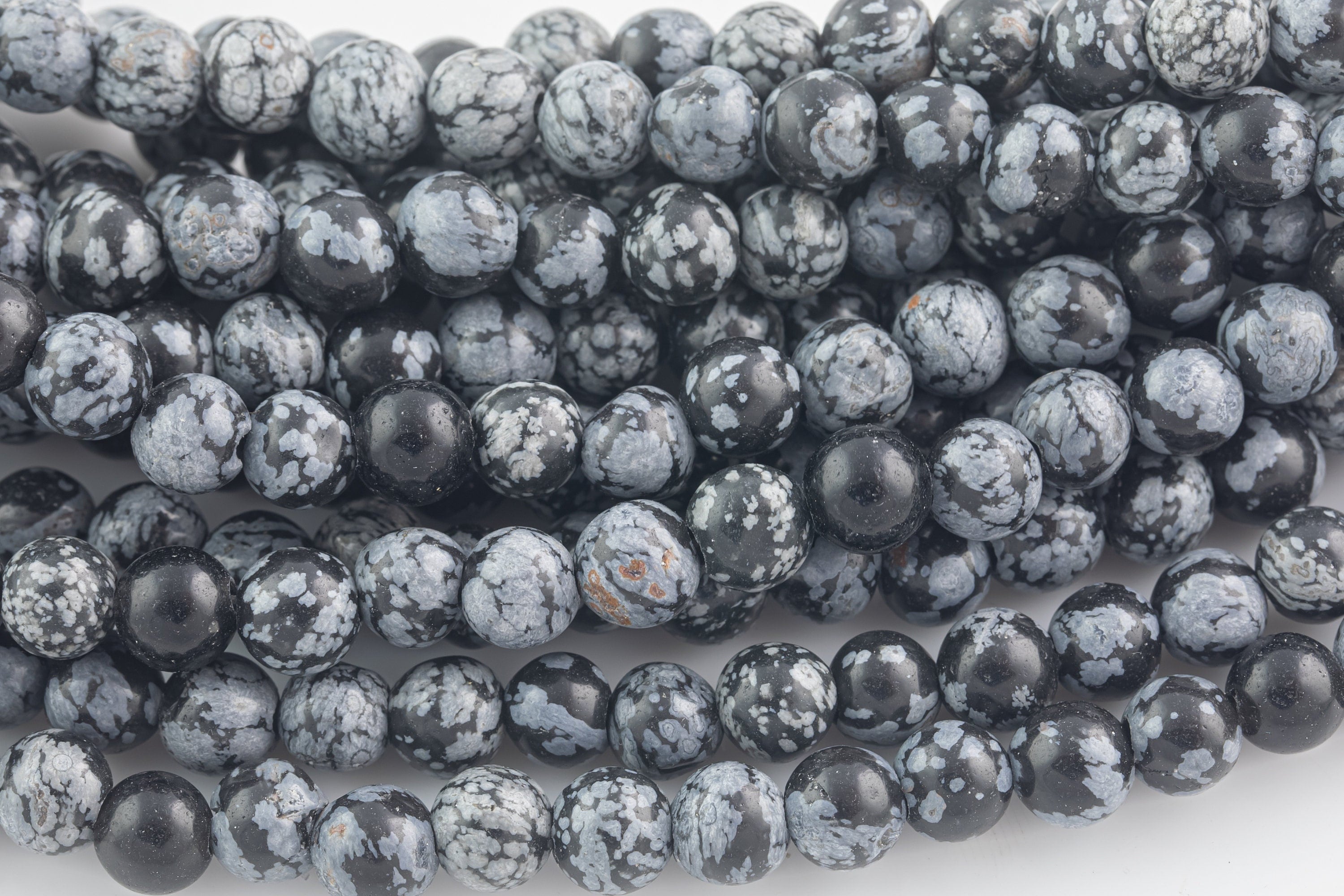 Large-hole Beads!!! 8mm Or 10mm 2mm Hole. 7-8" Strands. Smooth Snowflake Obsidian. Big Hole Beads Large-hole Beads!!! 8mm Or 10mm 2mm Hole. 7-8" Strands. Smooth Snowflake Obsidian. Big Hole Beads