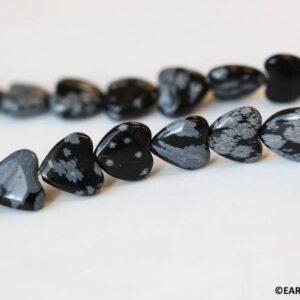 M/ Snowflake Obsidian 12mm Heart 15.5" strand Natural gemstone beads For jewelry making M/ Snowflake Obsidian 12mm Heart 15.5" strand Natural gemstone beads For jewelry making